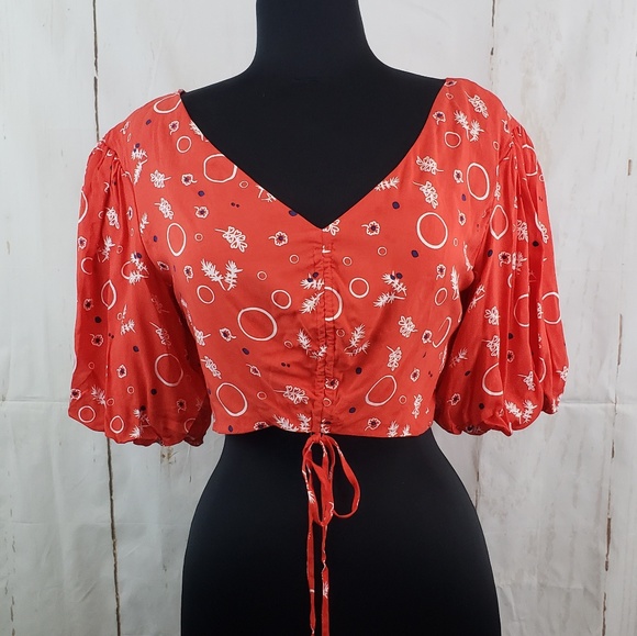 Free People Danni Jane Crop Top Red Sz 8 NWT - Picture 2 of 8